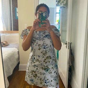 White Floral Off the Shoulder Dress